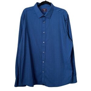 Untuckit Shirt Mens XXL Blue Geometric‎ Floral Stanton Slim Fit Preppy Classic